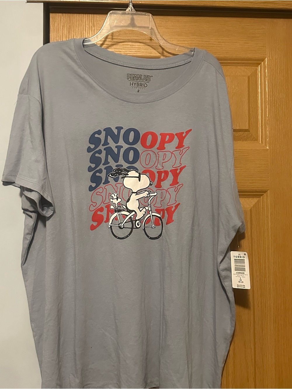Peanuts Light Blue Snoopy Bicycle Graphic Tee